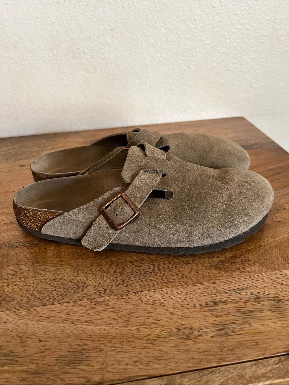 Birkenstock Boston Tan Suede Clog Sandals Size Men's US 11 to 11.5